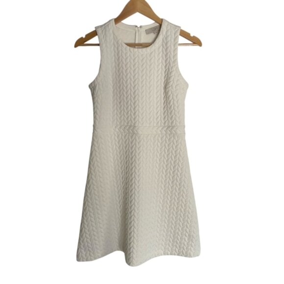 Loft Ivory Quilted Textured Sleeveless Dress 2 - Picture 1 of 4